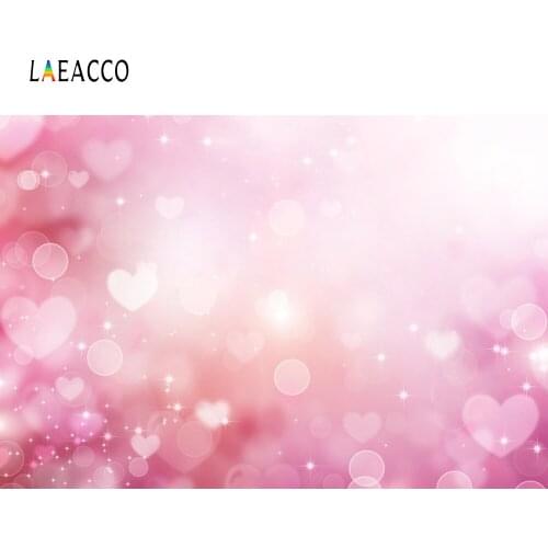 Laeacco Pink Love Heart Light Bokeh Dreamy Portrait Photography Backdrops Valentines Day Backgrounds Birthday Photocall Studio