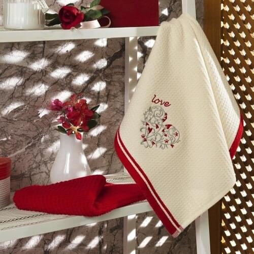 Maxstyle Cotton Kitchen Towel 4'lü Cream-Red 40 X60