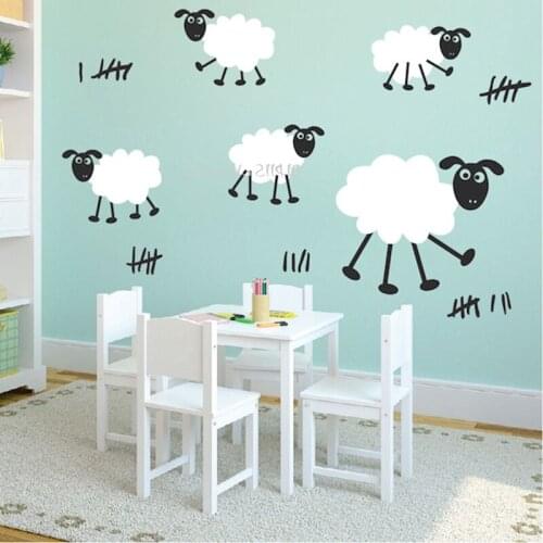 Happy Sheep Wall Decals Custom Color Vinyl Wall Stickers For Kids Room Baby Nursery Wall Tattoo Adesivo de Parede Muraux A584