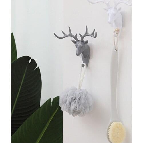 Indoor Wall Pendant Cartoon Deer Head Free Punching Adhesion Super Strong Wall Pendant Bathroom Bathroom Pendant