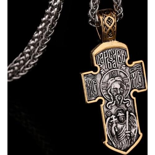 [316L Stainless Steel] 2021 New Catholic Cross Pendant Necklace Mens Christianity Religion Amulet Accessory Pendant
