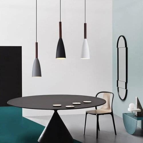 Nordic LED wood Iron Art Pendant Lights Modern Design Hanging Lamp for Living room Loft bedroom Kitchen Home Decro