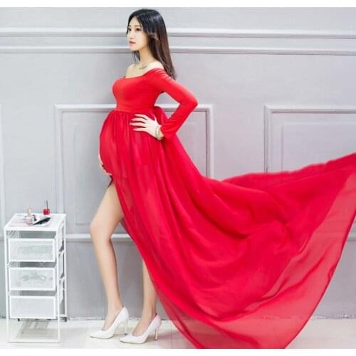 New Maternity Photography Props Long Ankle-Length Maternity Dresses Zwangerschaps Jurk Vo Maternity Clothes 7WM017