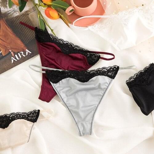 New Sell Teen Women Sexy Satin Thongs Ribbon Hot Temptation Seamless European and American French Lace Ladies T Underwear