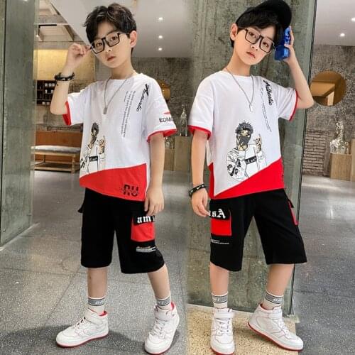 New Kids Boys Clothing Set Letter Printed Short Sleeve T-Shirts+Shorts 2Pcs Sets Fashion Sport Group Kids Clothes Boys Outfits