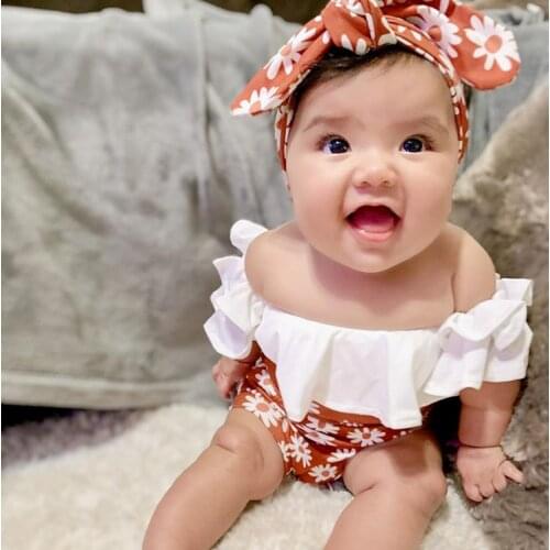 Toddler Baby Girls Summer 3PCS Casual Outfits Summer Newborn Infant Off Shoulder Bodysuits Tops+High Waist Flower Shorts Clothes