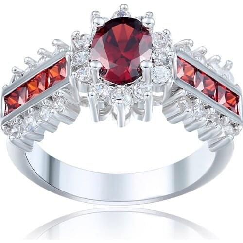 Hainon Oval Red Purple Blue Cubic Zirconia Rings For Women Silver Color Gold/Black Gold Color Jewelry Wedding Engagement Rings