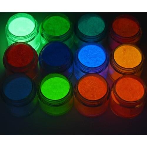 12 Box Set Nail Pigment Powder in Neon Luminous Nails Glitter Manicure Decor Glowing Art Powders Girls Gifts 2021