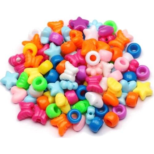 6-12mm Mixed Shpae Plastic Beads Flower Star Heart Butterfly Spacer Round Beads for Jewelry Making DIY Charms Bracelet Necklace