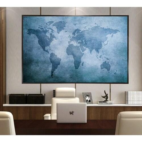 Retro Watercolor World Map Canvas Painting Scandinavian Poster Print Nordic Wall Art Picture Living Kids Room Home Decoration
