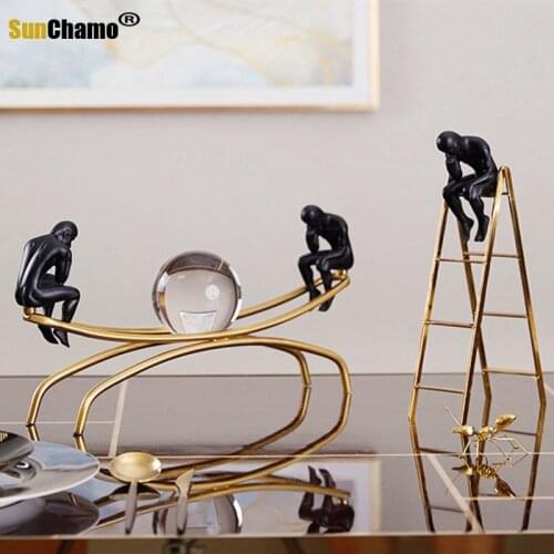Nordic Creative Thinking Rodin Figurine Miniature Model Modern Art Figurine Ornament Home Decoration Accessories Room Decor