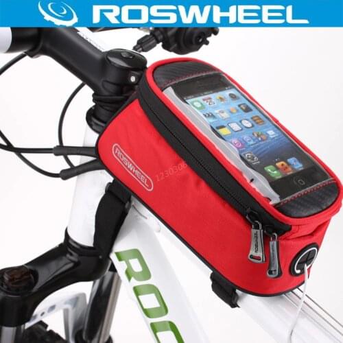 Roswheel Mountain Road Bike Bag Touch Screen Bicycle Bag Pouch Cycling Front Frame Tube Bag Pannier For 4.2'' 4.8" 5.5" Phone