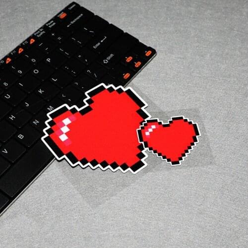 GalonDeco Pixel Red Heart Reflective Motorcycle Stickers Car Stickers Decals for Fuel Cap Decoration Whole Body Glue Sticker