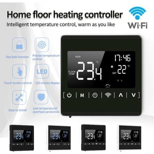 Tuya WiFi Smart Thermostat, Electric floor Heating Water Temperature Remote Controller LCD Touch Screen Floor Heating Termostato