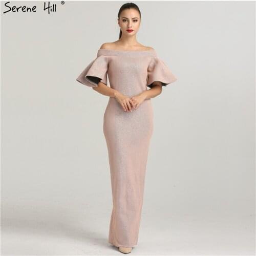Special Design Half Sleeve Mermaid Evening Dresses 2020 Back Split Floor Length Ruffles Formal Party Gown Vestido BQA8011