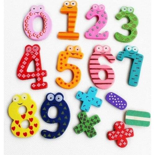 Party Gift Home Decor Multicolor Large Cute Wooden Fridge Magnet Educational Toy Symbol Alphabet Numbers Cartoon Baby Kids Toy