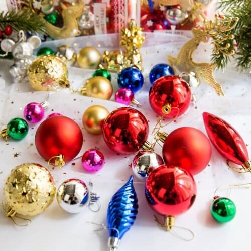 Ytz 30Pcs/Set Glitter Christmas Tree Ball Ornaments Decoration Hanging Window Painted Drop Pendant Decor For New Year 2021 Gift