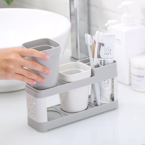 1Set Punch-free Toothbrush Holder Set Toothpaste Storage Rack Tooth Brush Dispenser Bathroom Organizer Accessories Tools