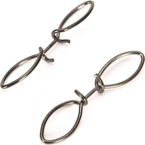 10pcs Stainless Steel Hook Fast Clips Lock Snaps Swivel Fishing Snap Pin Fastlock Gourd Clip Hooks Connector Accessories