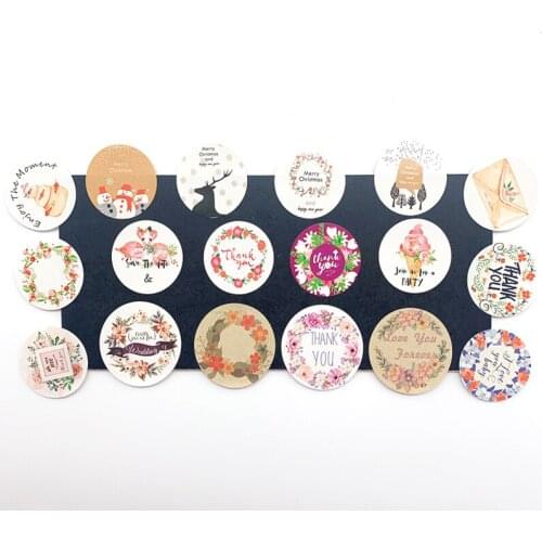 120pcs Colorful floral thank you sticker seal gift sticker kraft paper sealing sticker DIY note gift package Labels 7 selections