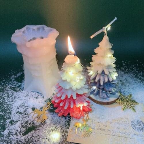 2 Pcs/Set 3D Christmas Tree Candle Epoxy Resin Mold Aromatherapy Plaster Silicone Mould DIY Crafts Decor Casting Mold T84A