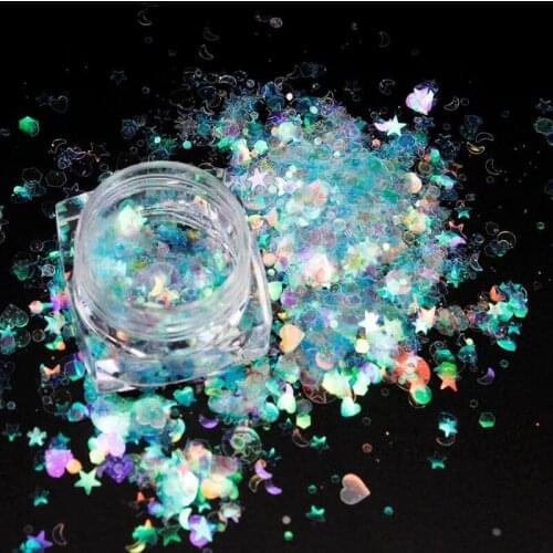 8 boxes Holographic Nail Glitter Mix Star DIY Sequins Nail Art 8 colors Holographic Nail Sequins Mixes Heart Round Star Glitter