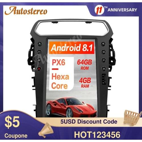 Vertical Screen Car GPS Navigation Auto Radio For Ford Explorer 2011-2019 Android 9 PX6 Auto Stereo Head Unit Multimedia Player