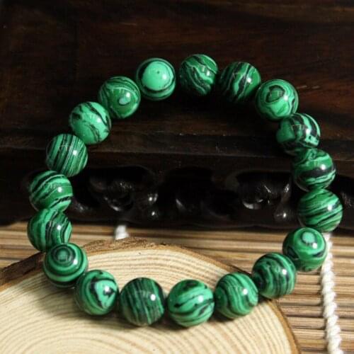 Higth Quality Green Malachite Men Bracelets&Bangle For Women Crystal Charm Bracelet Buddhist Beads Elastic Strand Birthday Gift