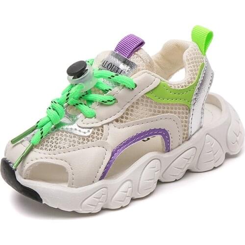 Baby Fashion Green Casual Shoes For Toddler Girls Sneakers Kids Air Mesh Breathable Soft Running Sport Sandal 2021 Size 21-30