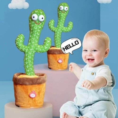 Electronic Shake Plush Dancing Cactus Toy Dance With Light Repeat Your words Bluetooth Speaker Child Education Toy Home Decor