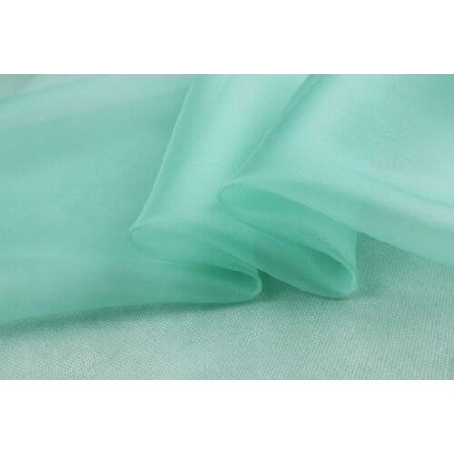 Howmay 100% pure silk fabric organza 6m/m 140cm 45" mint 42# solid color for costume decoration curtain