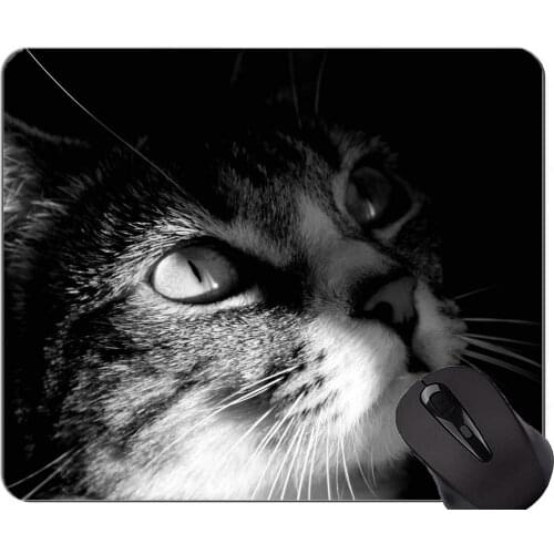 Gaming Mouse Pad Custom,Cat white black Home Office Computer Accessories Mousepads