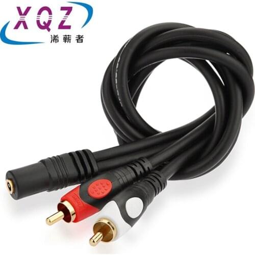 3.5mm female to double AV male cable 3.5 aux female to dual RCA male cable black 3.5/AV*2 pure copper