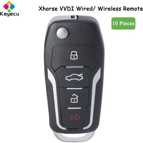 KEYECU 10 Pieces XHORSE English Version for Ford Style Wired Wireless 4 Buttons Universal Remote Car Key for VVDI Key Tool VVDI2