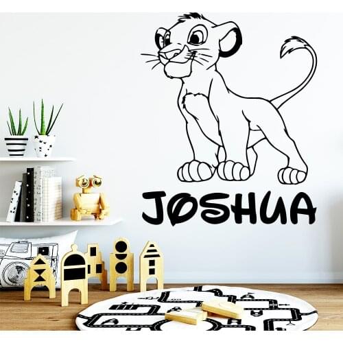 Lion King Vinyl Wall Sticker Personality Name Childrens Room Cartoon Decoration Cute Simba Baby Room Decoration Removable
