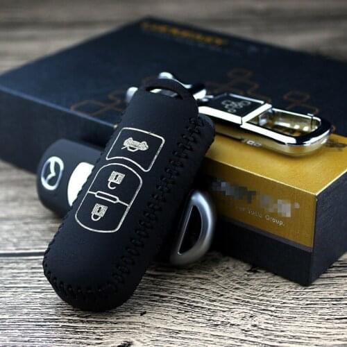 Leather key cover for mazda 3 axela 2014 2016 mazda 6 atenza 2014 2017 bag car key case key Free shipping
