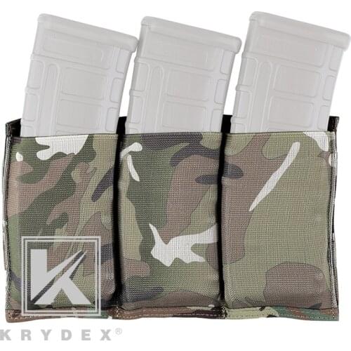KRYDEX Tactical Triple Magazine Holster High Speed Triple Open Top 5.56 Rifle Magazine Pouch Fast Draw MOLLE/PALS Holster MC