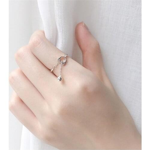 Minimalist Geometric Hollow Cat Bell Adjustable Ring For Fashion Women Party Fine Jewelry Accessories Lovely Rings For Femme