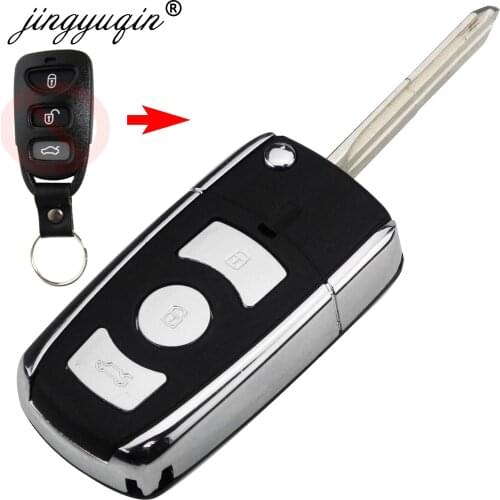 Jinyuqin 3/4 Button Modified Flip Remote Car Key Shell Case for Kia Hyundai Elantra Sonata Genesis Santa Fe Accent Coupe Tucson