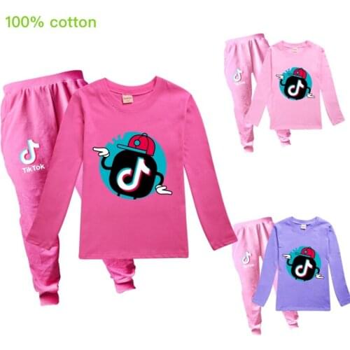 TIK TOK Fashion Clothes Casual Wear for Boys Hooded Pants Suit Baby Clothes Cartoon Girls Clothing Set Baby Kids Shirt