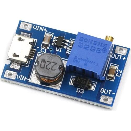 MT3608 2A DC-DC Step Up Converter Booster Power Supply Module MAX output 2V-24V to 5V 9V 12V 28V for arduino