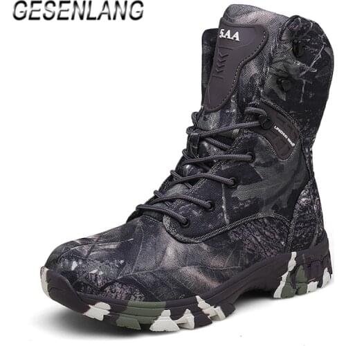 Mens Military Tactical Boots Army Combat Outdoor Cross Country Climbing Mountain Hunting Trekking Water Resistant Hiking Shoes