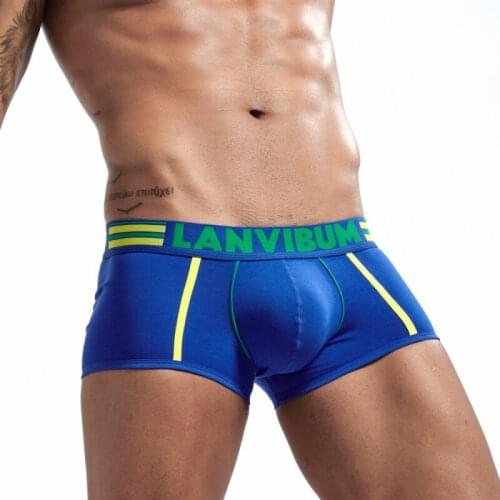 Mens Underwear Solid Color Cotton Knitting Soft Breathable Low Waist Lifting Buttocks U-pouch Push Up Sexy Boxers