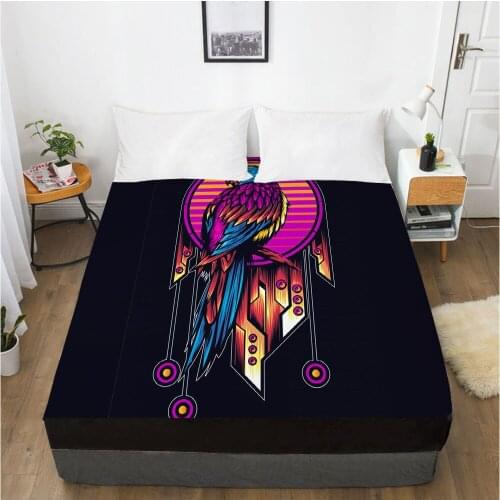 3D Mattress Fitted Cover Bedspread Fitted Sheet Linens Bed Sheets Bedsheet Animal Design Black 152x203cm Home Tetile