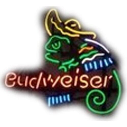 NEON SIGN For Budweise Chameleon GLASS Tube Handcraft Art Beer Bar Shop Room Light Signs advertise lamp personalized neon