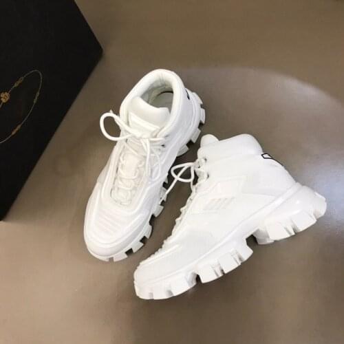 Couple style high-top thunder sneakers cool style woven fabric sneakers oversize rubber platform profile plump platform shoes