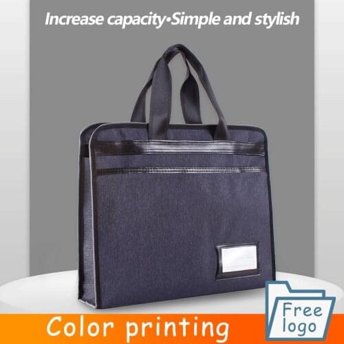 File bag canvas bag a4 handbag data file storage bag conference business zipper multi-layer mens and womens portable office