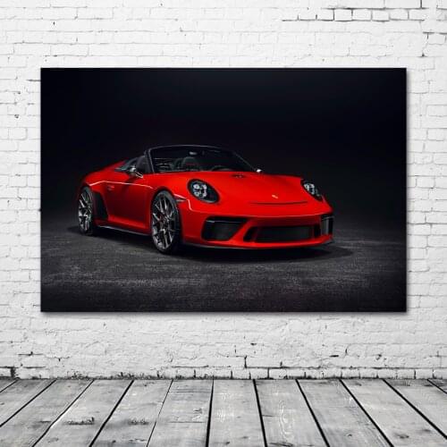 Porsches 911 Red Sport Car Vehicle Posters and Prints Canvas Wall Art Wooden DIY Framed Paintings For Home Decor