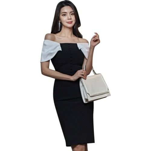 Slash Neck Sexy Dresses for Women Summer Short Sleeve Wrap Bodycon Midi Dresses Ladies Black Elegant Sundresses Women Vestido