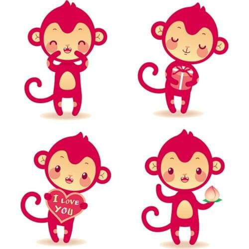 Three Ratels QC470 LUCK monkey wall stickers for kids Holiday stickers celebrate house decoration